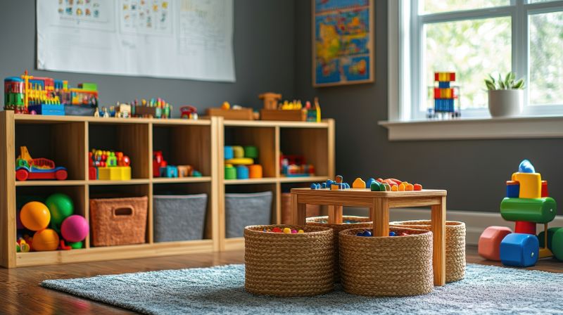 Updated storage solutions help keep toys, books, and games